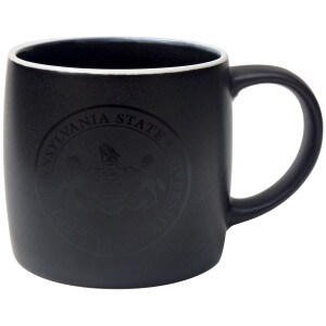 black satin finish mug with gloss black Pennsylvania State University Seal